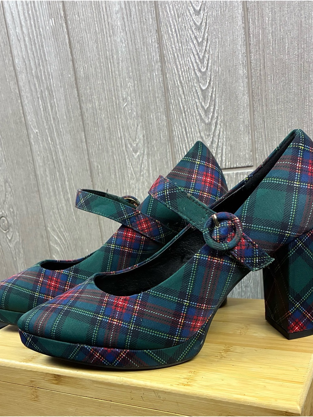 Cato Plaid Mary Jane Platform Heel Women’s Buckle Strap Size 10 Grunge Retro Y2K